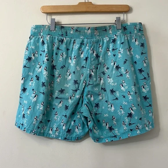 Sperry Men's 5" Blue Black Hula Girl Beach Drawstring Cotton Shorts Size Large - Picture 4 of 5